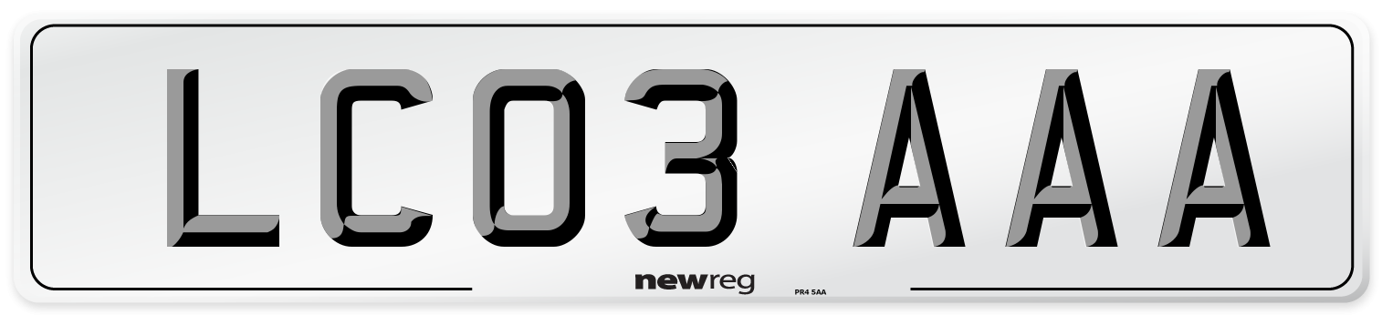 LC03 AAA Number Plate from New Reg